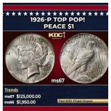 1926-p Peace Dollar TOP POP! $1 ms67 SEGS