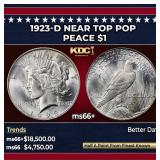 1923-d Peace Dollar Near Top Pop $1 ms66+ SEGS