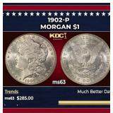 1902-p Morgan Dollar $1 Grades ms63