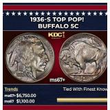 1936-s Buffalo Nickel TOP POP! 5c ms67+ SEGS