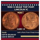 1930-s Lincoln Cent Near Top Pop! 1c ms66+ rd SEGS