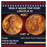1930-p Lincoln Cent Near Top Pop! 1c ms67+ rd SEGS