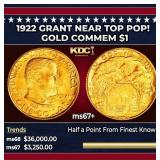 1922 Grant Gold Commem Dollar Near Top Pop! 1 ms67