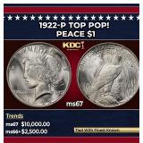 1922-p Peace Dollar TOP POP! $1 ms67 SEGS