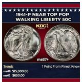 1941-p Walking Liberty Half Dollar Near Top Pop 50