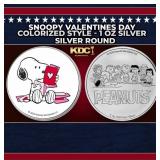 Snoopy Valentines Day Colorized Style - 1 oz Silve