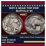 1937-s Buffalo Nickel Near Top Pop 5c ms67+ SEGS