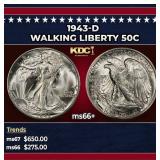 1943-d Walking Liberty Half Dollar 50c ms66+ SEGS