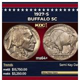 1927-s Buffalo Nickel 5c ms64+ SEGS