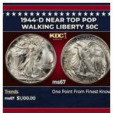 1944-d Walking Liberty Half Dollar Near Top Pop 50