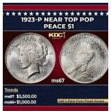 1923-p Peace Dollar Near Top Pop $1 ms67 SEGS