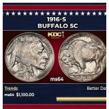 1916-s Buffalo Nickel 5c ms64 SEGS