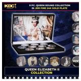 9 Coin Queen Elizabeth II Gold Plated Round Collec