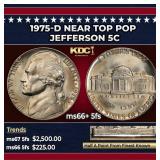 1975-d Jefferson Nickel Near Top Pop 5c ms66+ 5fs