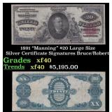 1891 $20 Large Silze Silver Certificate "Manning"