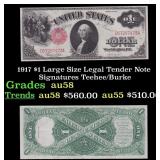 1917 $1 Large Size Legal Tender Note Grades Choice