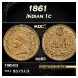 1861 Indian Cent 1c Grades ms63