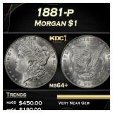 1881-p Morgan Dollar $1 Grades ms64+