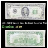 1934 $100 Green Seal Federal Reserve Note Grades x