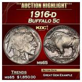 1916-d Buffalo Nickel 5c ms65 SEGS