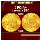 1904-p Gold Liberty Double Eagle $20 ms65+ SEGS