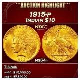 1915-p Gold Indian Eagle $10 ms64+ SEGS