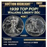 1939 Proof Walking Liberty Half Dollar TOP POP! 50