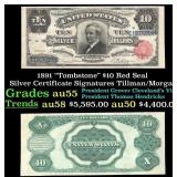 1891 $10 Red Seal Silver Certificate "Tombstone" G