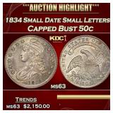 1834 Small Date Small Letters Capped Bust Half Dol