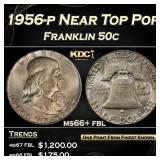1956-p Franklin Half Dollar Near Top Pop 50c ms66+