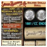 SEARS 20 Coin UNC Morgan Roll With CC End 1881 & C