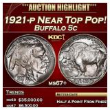 1921-p Buffalo Nickel Near Top Pop! 5c ms67+ SEGS