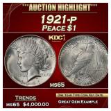 1921-p Peace Dollar $1 ms65 SEGS