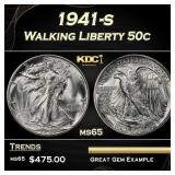 1941-s Walking Liberty Half Dollar 50c Grades ms65
