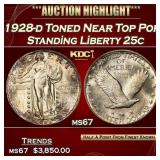 1928-d Standing Liberty Quarter Toned Near Top Pop