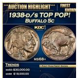 1938-d/s Buffalo Nickel TOP POP! 5c ms68+ SEGS