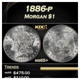 1886-p Morgan Dollar $1 Grades ms65+