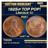 1925-p Lincoln Cent TOP POP! 1c ms67 rb SEGS