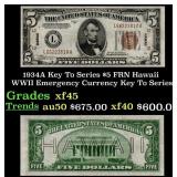 1934A $5 FRN Hawaii WWII Emergency Currency Key To