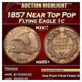 1857 Flying Eagle Cent Near Top Pop 1c ms65+ SEGS