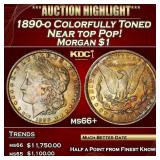 1890-o Morgan Dollar Colorfully Toned Near top Pop