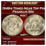 1949-s Franklin Half Dollar Toned Near Top Pop 50c