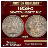 1859-o Seated Liberty Dime 10c ms65 SEGS