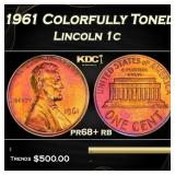 1961 Proof Lincoln Cent Colorfully Toned 1c pr68+