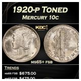 1920-p Mercury Dime Toned 10c ms65+ fsb SEGS