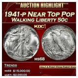 1941-p Walking Liberty Half Dollar Near Top Pop 50