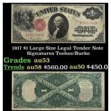 1917 $1 Large Size Legal Tender Note Grades Select