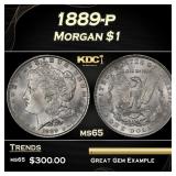 1889-p Morgan Dollar $1 Grades ms65