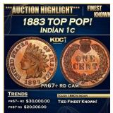 1883 Proof Indian Cent TOP POP! 1c pr67+ rd cam SE