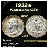 1932-s Washington Quarter 25c Grades ms62